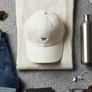 NWT PINK Victoria’s Secret Cream Fleece Baseball Hat - Black Logo - Adjustable